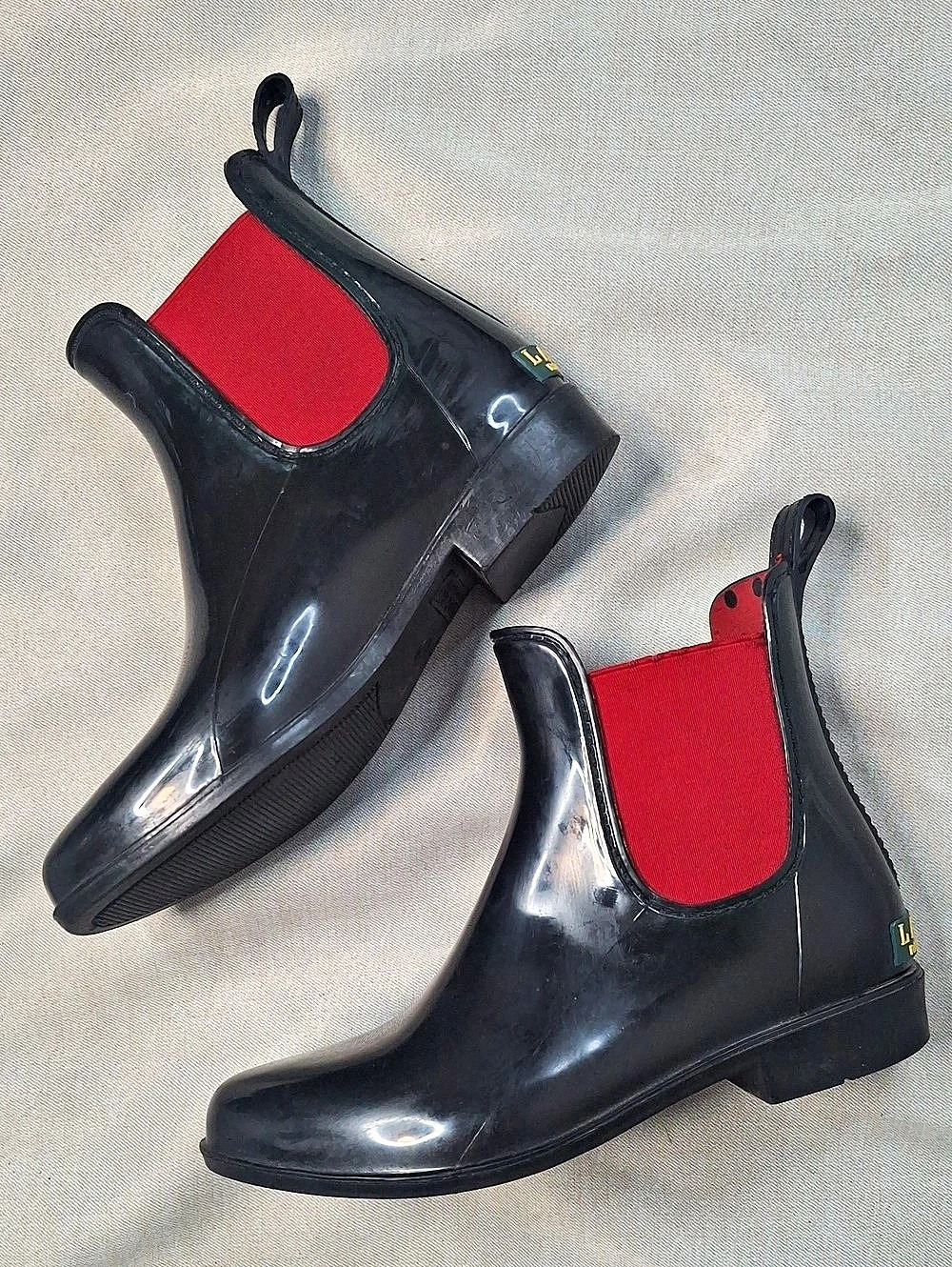 Lauren Ralph Lauren Tally Short Rain Boot Boots Black & Red US 7